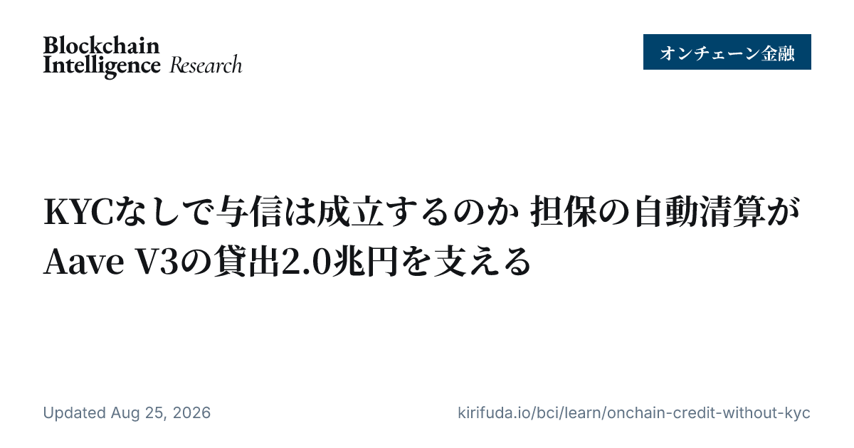 KYCなしで与信は成立するのか 担保の自動清算がAave V3の貸出2.0兆円を支える