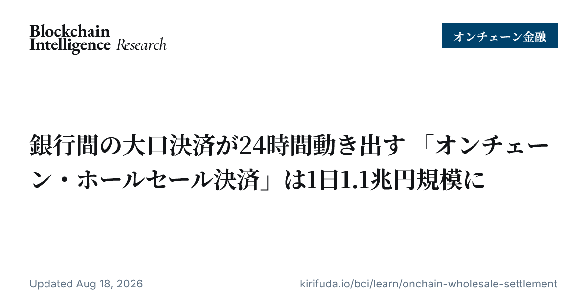 銀行間の大口決済が24時間動き出す 「オンチェーン・ホールセール決済」は1日1.1兆円規模に